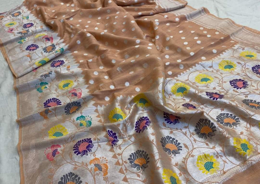 PURE BANARASI HANDLOOM KHADDI TASSAR SAREE