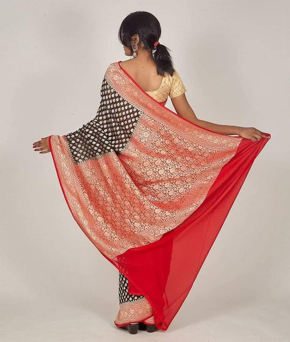 PURE  HANDLOOM BANARASI KHADDI GEORGUTTE SAREE