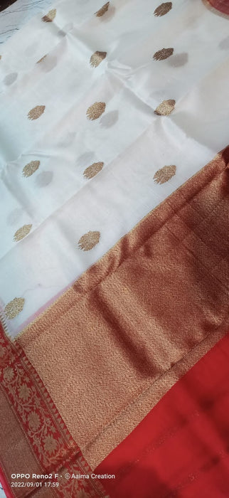 PURE HANDLOOM BANARASI KORA ORGANZA SAREE