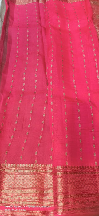 PURE HANDLOOM BANARASI KORA ORGANZA SAREE