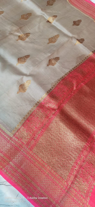 PURE HANDLOOM BANARASI KORA ORGANZA SAREE