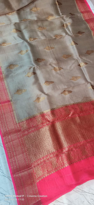 PURE HANDLOOM BANARASI KORA ORGANZA SAREE