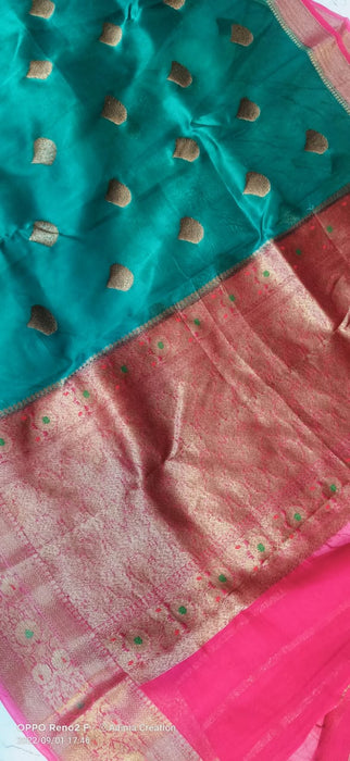 PURE HANDLOOM BANARASI KORA ORGANZA SAREE