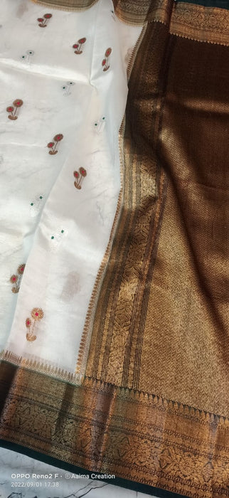 PURE HANDLOOM BANARASI KORA ORGANZA SAREE