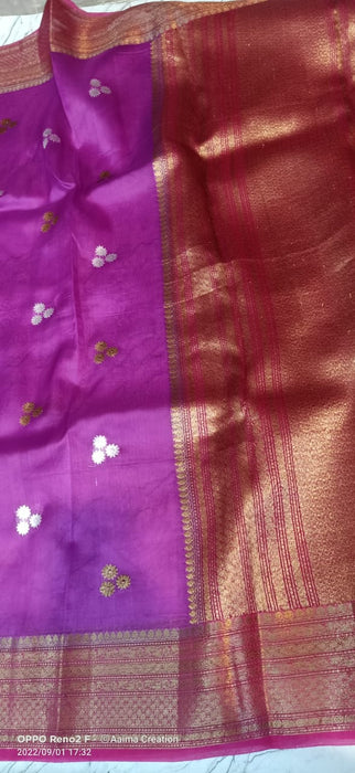 PURE HANDLOOM BANARASI KORA ORGANZA SAREE