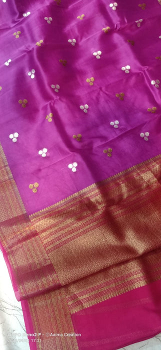 PURE HANDLOOM BANARASI KORA ORGANZA SAREE