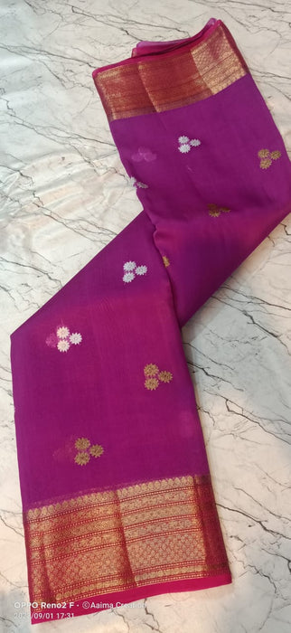 PURE HANDLOOM BANARASI KORA ORGANZA SAREE