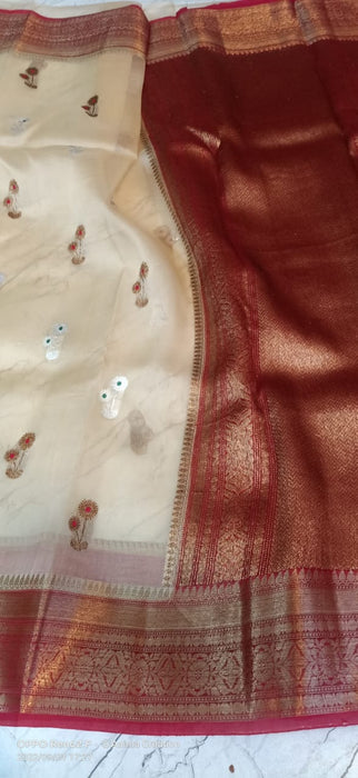 PURE HANDLOOM KORA ORGANZA SAREE