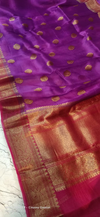 PURE HANDLOOM BANARASI KORA ORGANZA SAREE