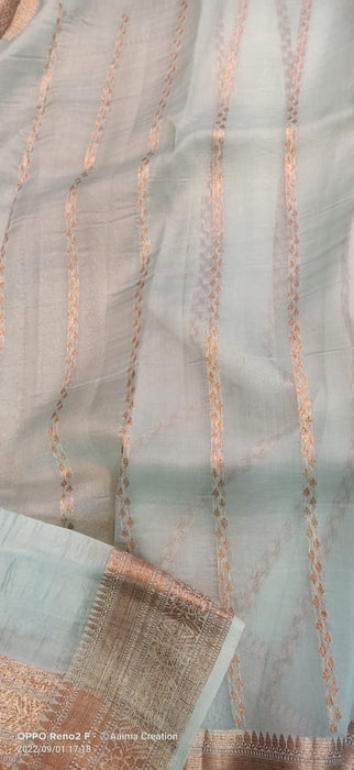 PURE HANDLOOM BANARASI KORA ORGANZA SAREE