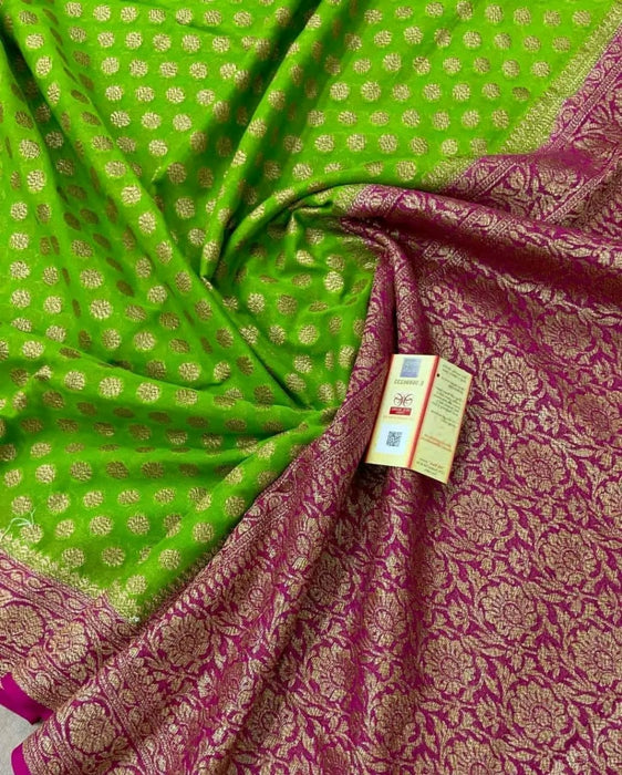 PURE HANDLOOM BANARASI KHADDI GEORGUTTE SAREE