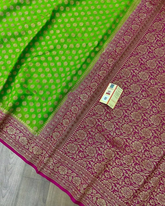 PURE HANDLOOM BANARASI KHADDI GEORGUTTE SAREE