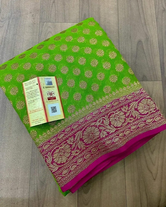 PURE HANDLOOM BANARASI KHADDI GEORGUTTE SAREE