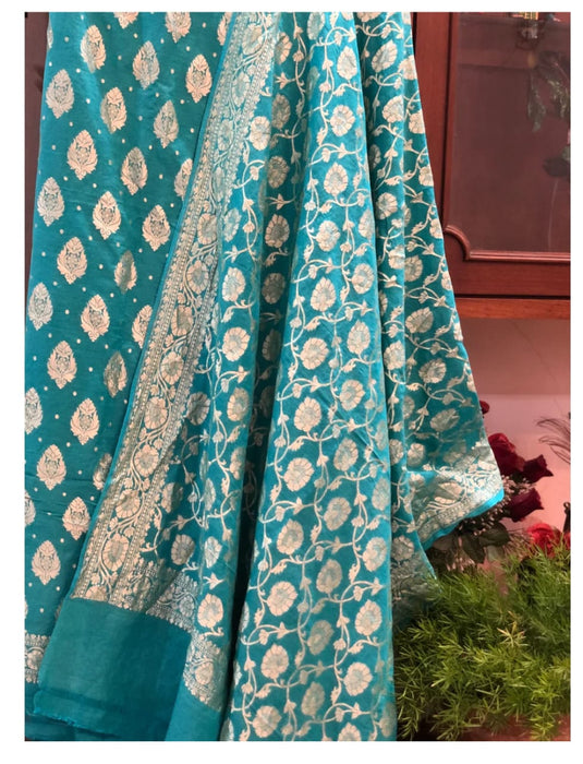 PURE HANDLOOM BANARASI KHADDI GEORGUTTE SUIT