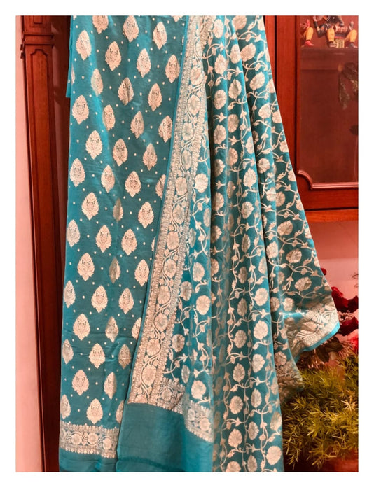 PURE HANDLOOM BANARASI KHADDI GEORGUTTE SUIT