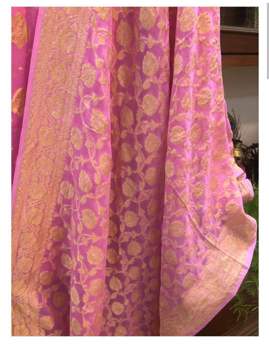 PURE HANDLOOM BANARASI KHADDI GEORGUTTE SUIT