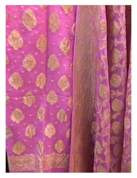 PURE HANDLOOM BANARASI KHADDI GEORGUTTE SUIT