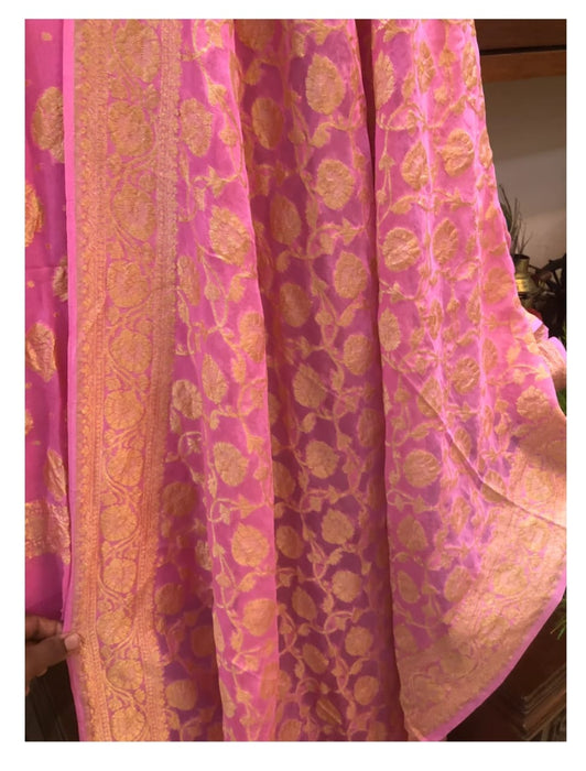 PURE HANDLOOM BANARASI KHADDI GEORGUTTE SUIT