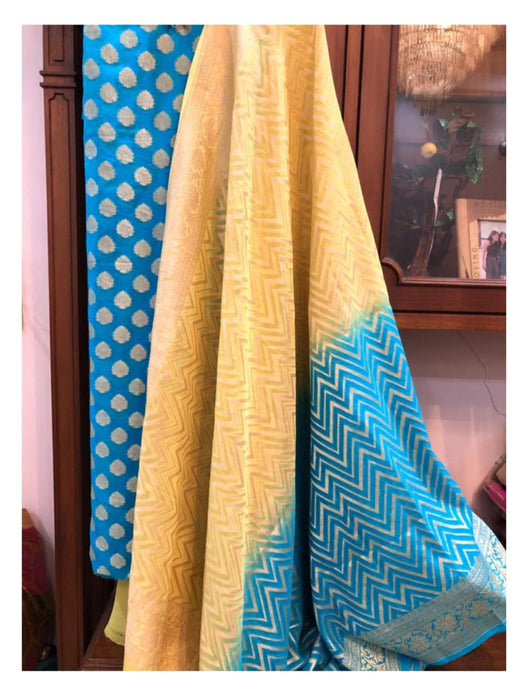 PURE HANDLOOM KHADDI GEORGUTTE BANARASI SUIT