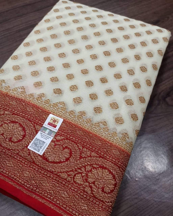 PURE HANDLOOM BANARASI KHADDI GEORGUTTE SAREE