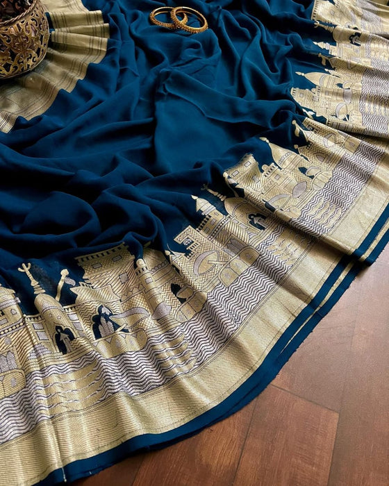 PURE HANDLOOM BANARASI KHADDI GEORGUTTE SAREE