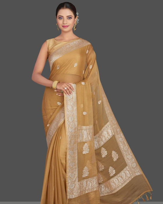 PURE BANARASI HANDLOOM KHADDI GEORGUTTE SAREE