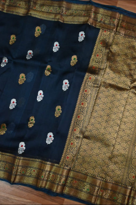 PURE BANARASI HANDLOOM KORA ORGANZA SAREE