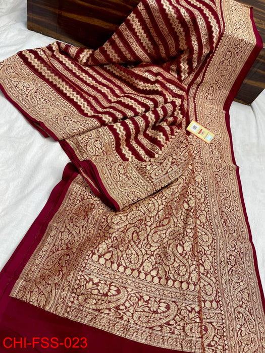 PURE HANDLOOM BANARASI KHADDI GEORGUTTE SAREE