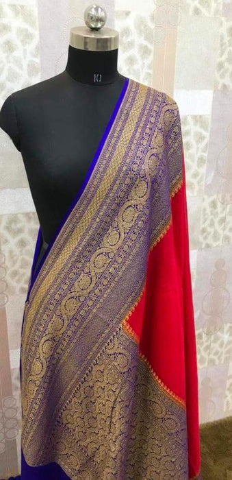 PURE HANDLOOM BANARASI KHADDI GEORGUTTE SAREE