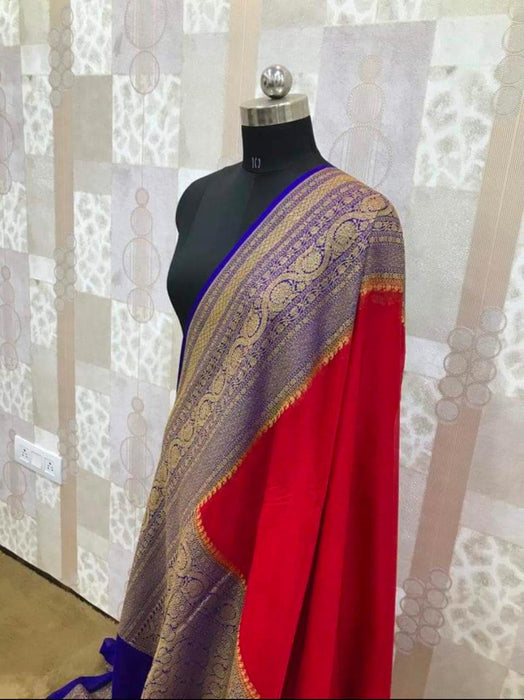 PURE HANDLOOM BANARASI KHADDI GEORGUTTE SAREE