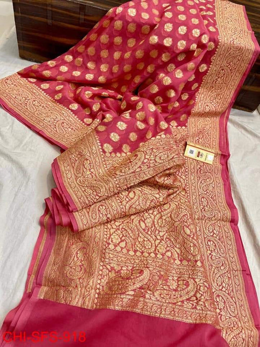 PURE HANDLOOM BANARASI KHADDI GEORGUTTE SAREE