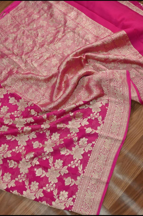 PURE HANDLOOM BANARASI KHADDI GEORGUTTE SAREE