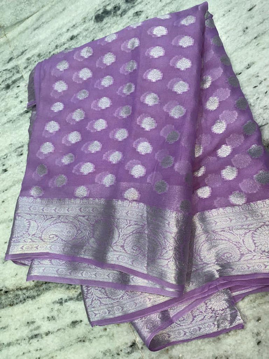 PURE HANDLOOM BANARASI KHADDI CHIFFON SAREE