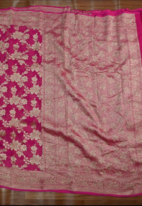 PURE HANDLOOM BANARASI KHADDI GEORGUTTE SAREE