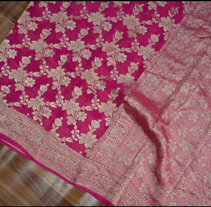 PURE HANDLOOM BANARASI KHADDI GEORGUTTE SAREE