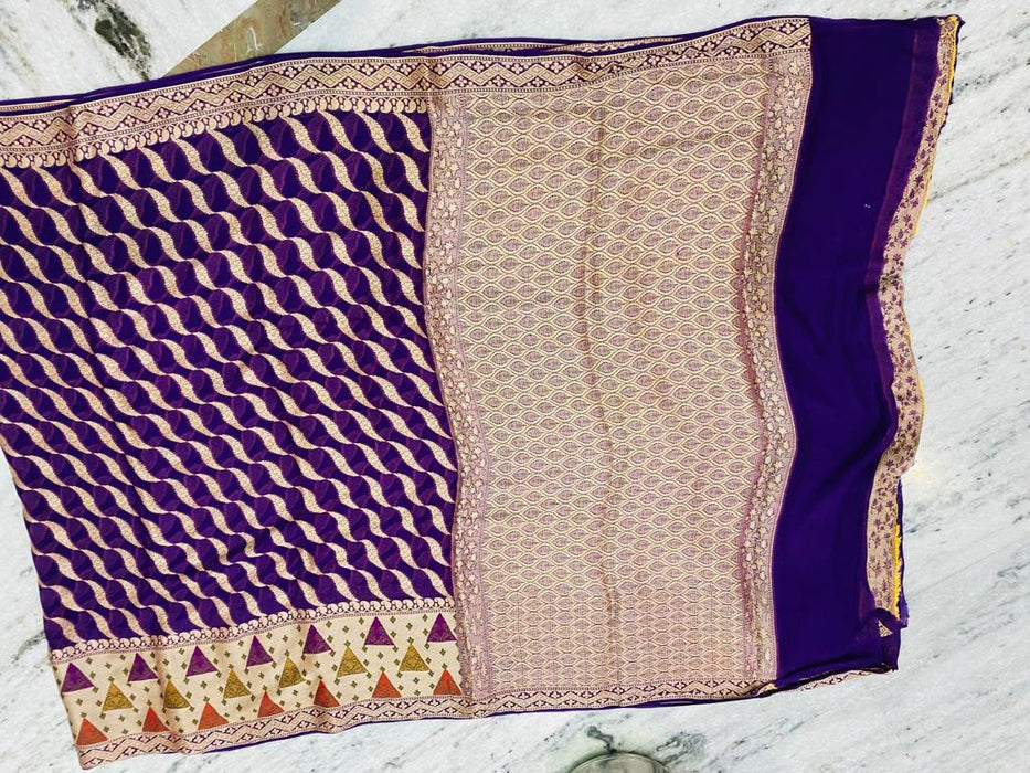 PURE HANDLOOM BANARASI KHADDI CHIFFON SAREE