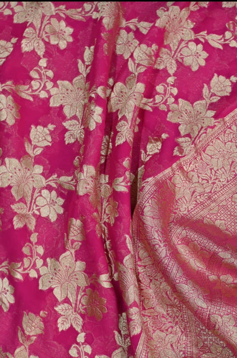 PURE HANDLOOM BANARASI KHADDI GEORGUTTE SAREE