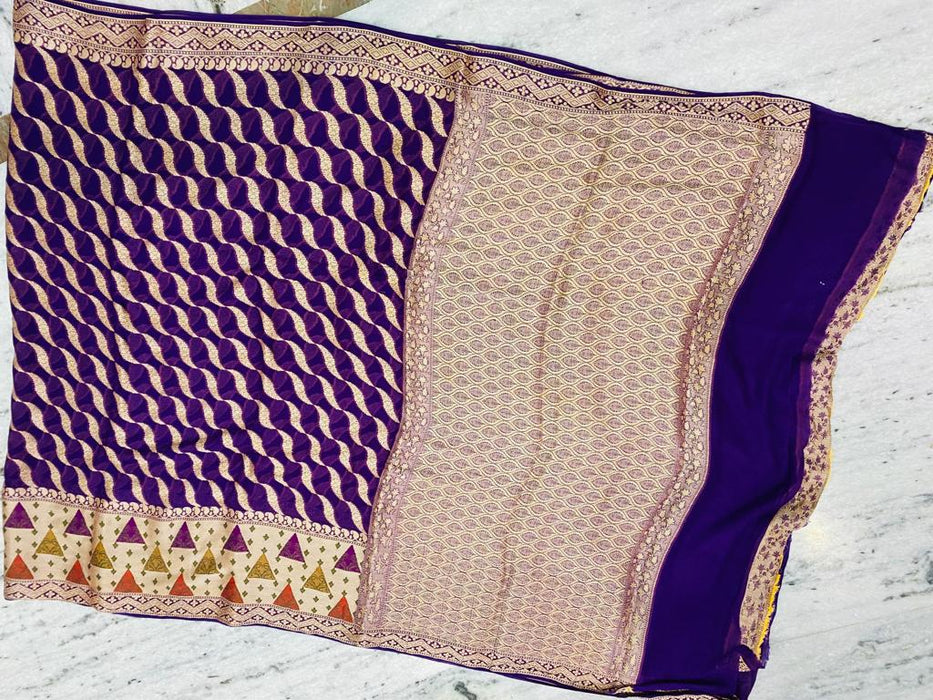 PURE HANDLOOM BANARASI KHADDI CHIFFON SAREE