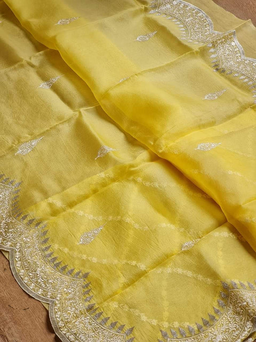 PURE KORA ORGANZA IMBROIDRY SAREE