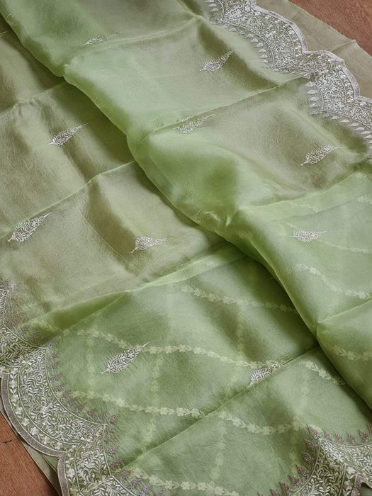 PURE KORA ORGANZA IMBROIDRY SAREE