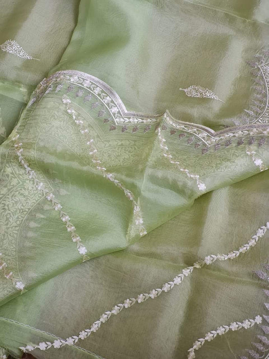 PURE KORA ORGANZA IMBROIDRY SAREE