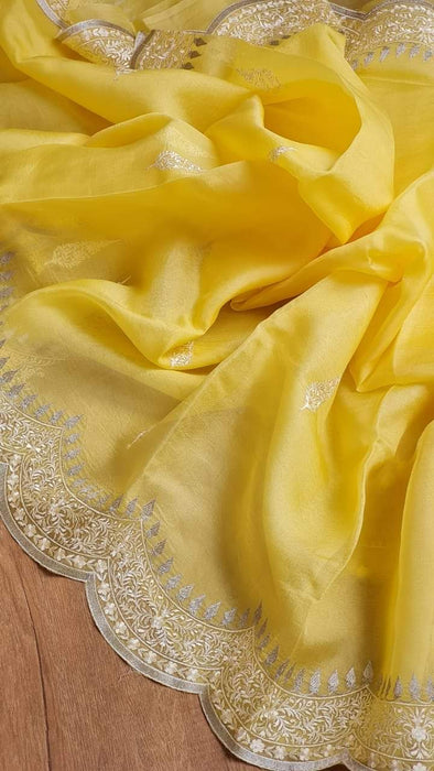 PURE KORA ORGANZA IMBROIDRY SAREE