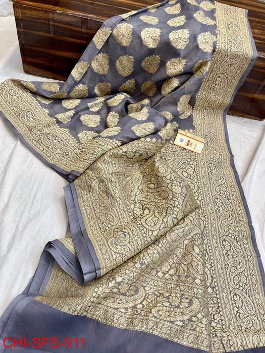 PURE HANDLOOM BANARASI KHADDI GEORGUTTE SAREE