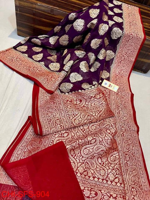 PURE HANDLOOM BANARASI KHADDI GEORGUTTE SAREE