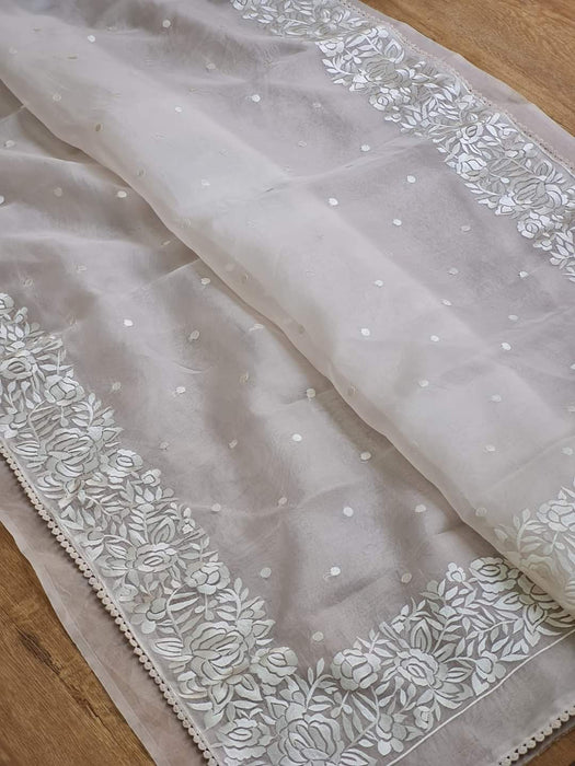 PURE KORA ORGANZA BANARASI SAREE