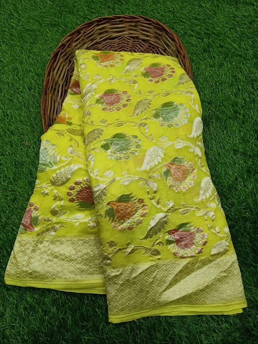 PURE HANDLOOM BANARASI KHADDI GEORGUTTE SAREE