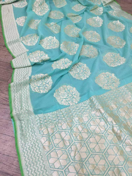 PURE HANDLOOM BANARASI KHADDI GEORGUTTE SAREE