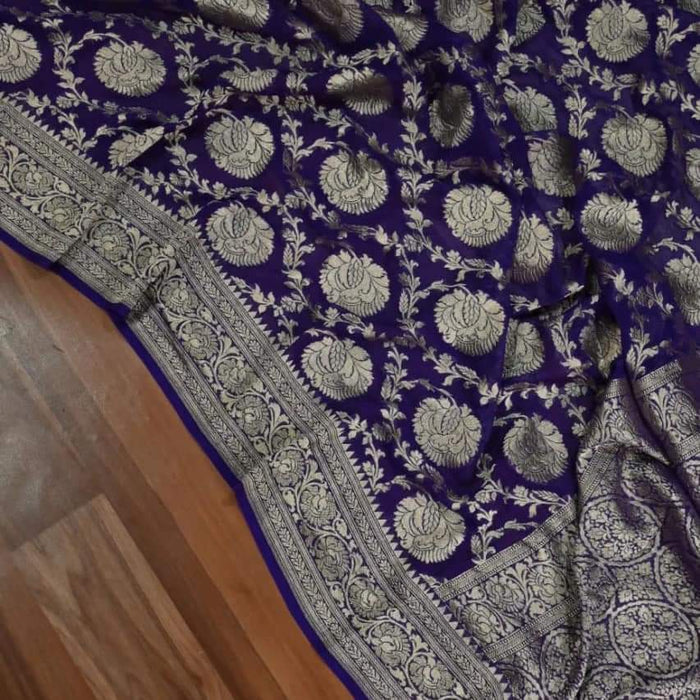 PURE HANDLOOM BANARASI KHADDI GEORGUTTE SAREE