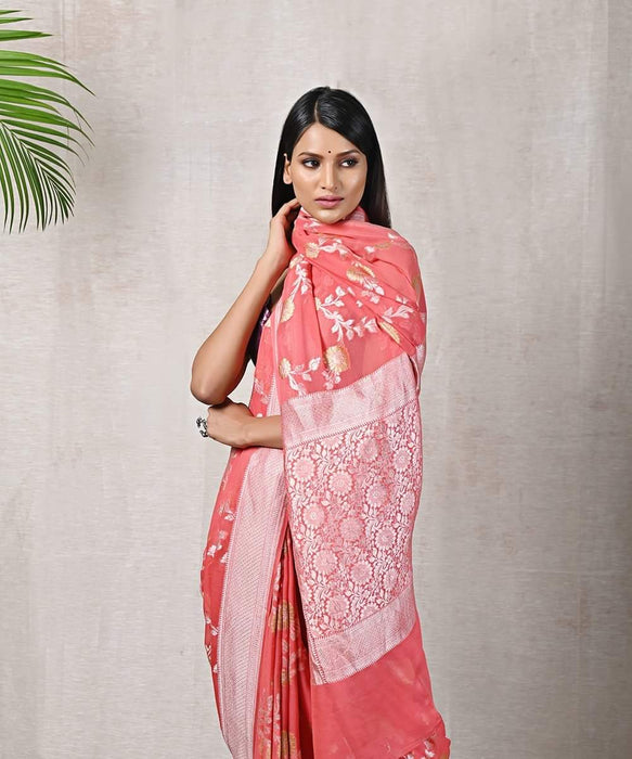 PURE HANDLOOM BANARASI KHADDI GEORGUTTE SAREE