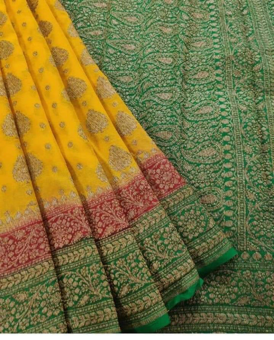 PURE HANDLOOM BANARASI KHADDI GEORGUTTE SAREE